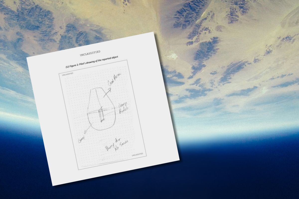 A drawing of the Eglin UFO sighting from AARO's website.